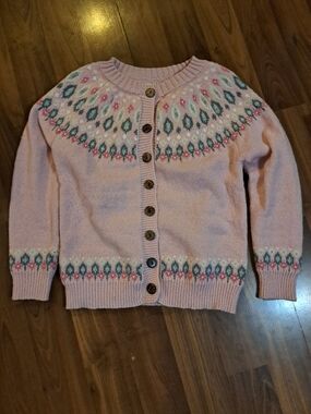 Pink Fair Isle Cardigan Sweater
